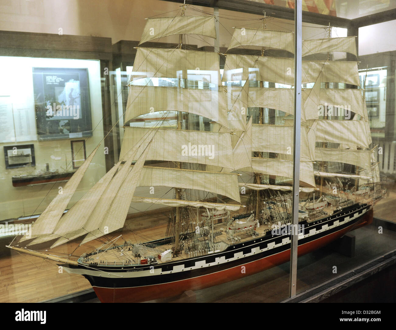 Geschichte der Navigation. Schulschiff "Krusensterns". Segelboot. 1926. Modell von I. Milusev. Skala: 1,50. Stockfoto