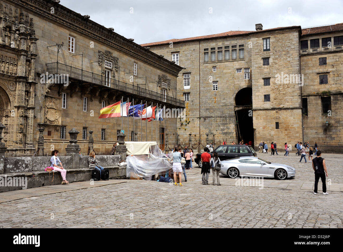 Hotel Parador Hostal de Los Reyes Catolicos, Santiago De Compostela, Pilgern, Jakobsweg, La Coruna Province, Galicien, Spanien Stockfoto