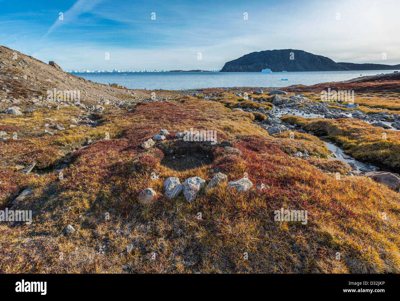 Herbstliche Tundra Landschaft, Scoresbysund, Grönland Stockfoto