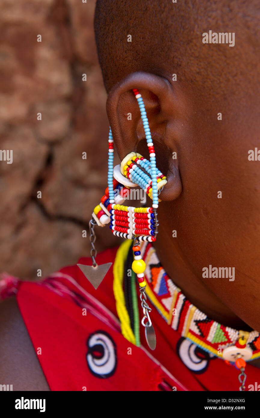 Maasai Perlenstickerei, Kenia Stockfoto