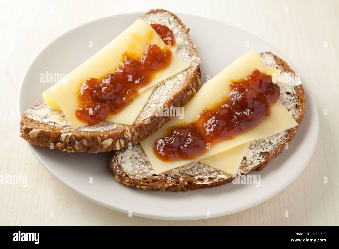 Käse und Chutney-sandwich Stockfoto