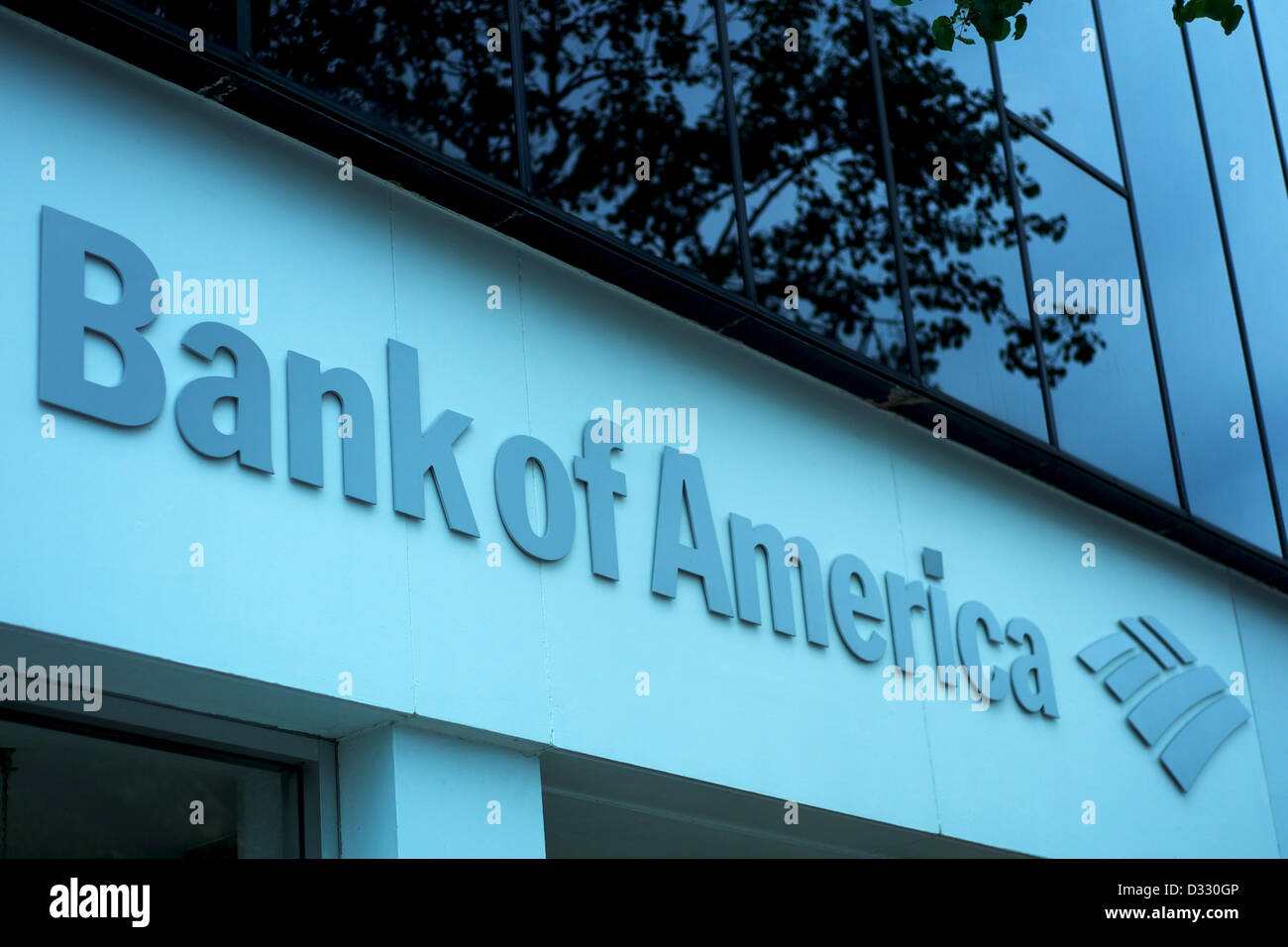 Bank of America-Logo auf der Außenseite des Gebäudes Stockfoto