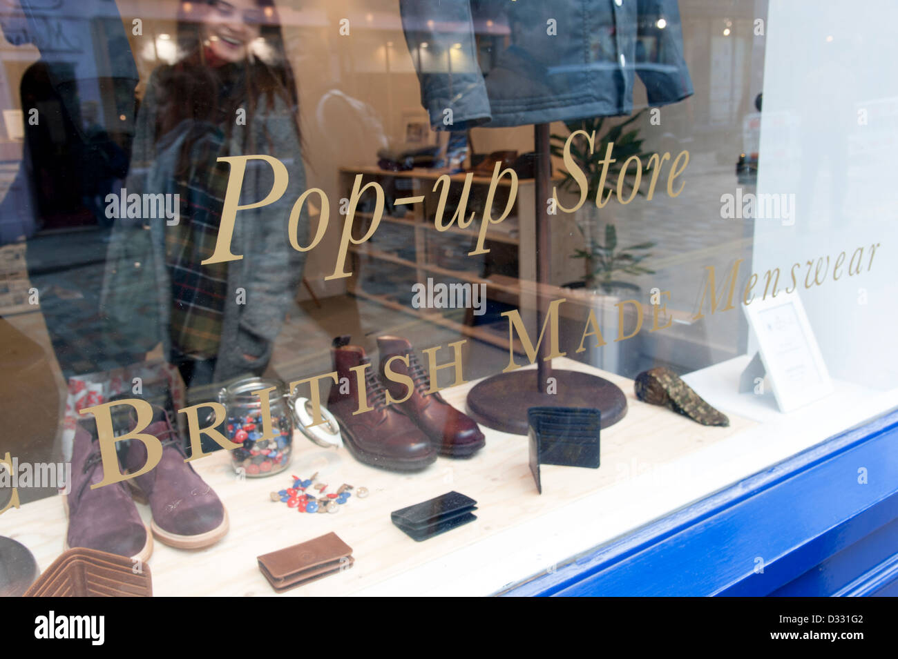 Pop-up-Store Shop Fenster, London, England, UK Stockfoto