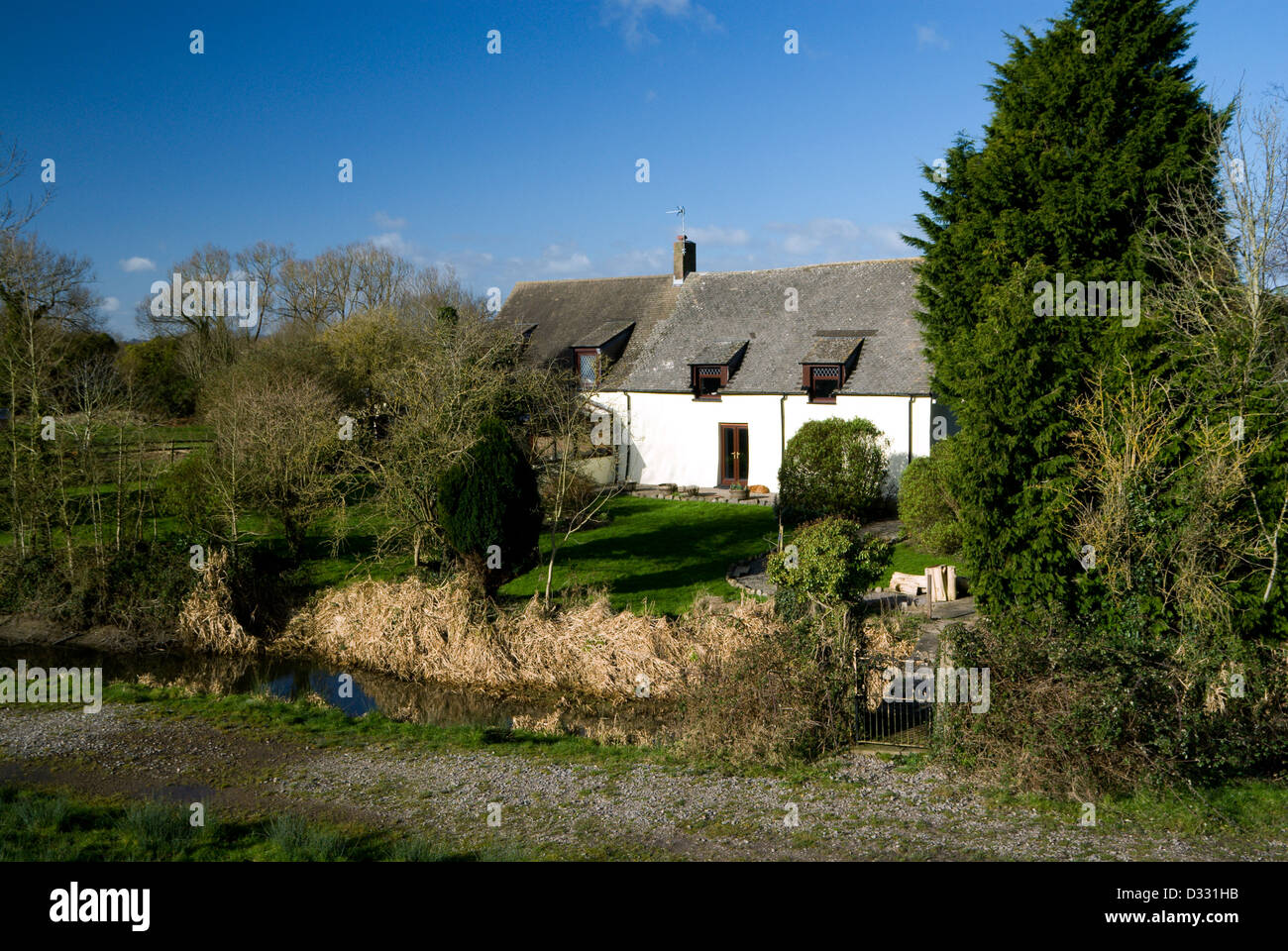 Haus neben alle Wales Küstenpfad Gwent Ebenen St Bräute Wentlooge Newport South wales uk Stockfoto