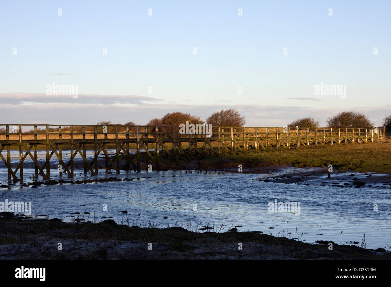 Fußgängerbrücke im Naturreservat hinter Stockfoto