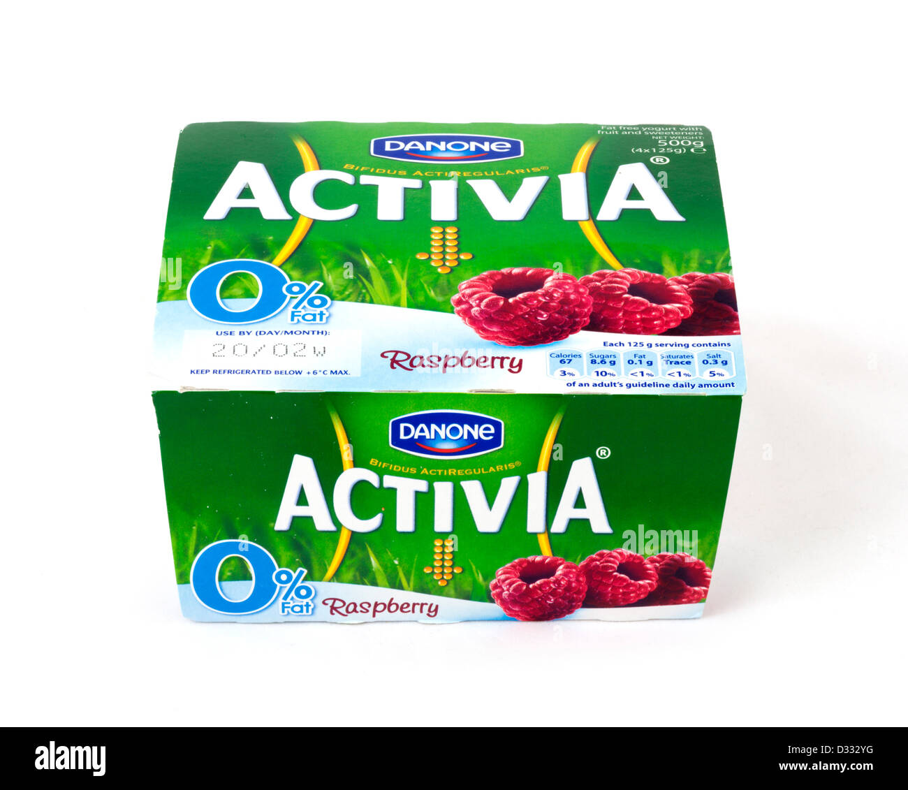 Packung von Danone Activia Joghurt, UK Stockfoto