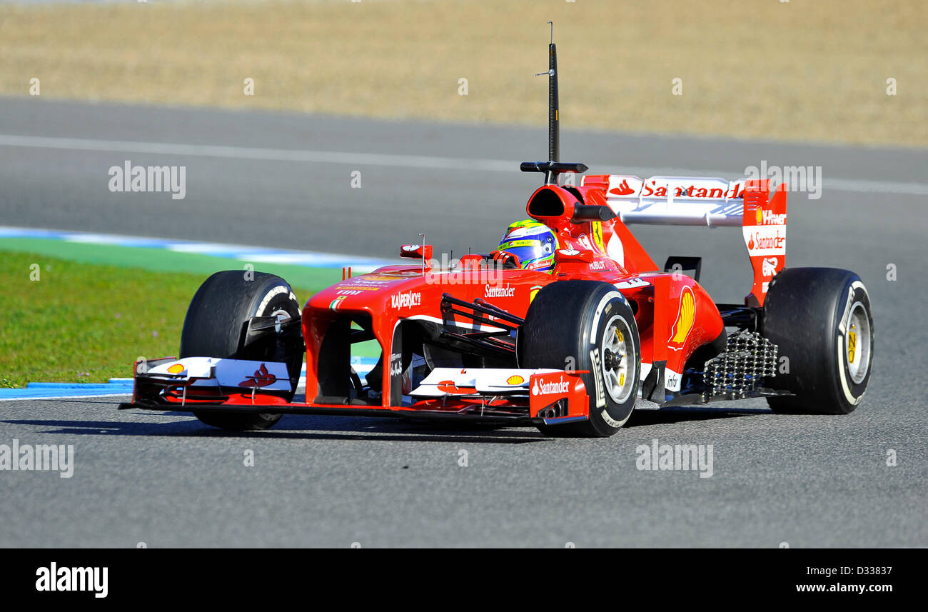 07.02.2013 Motorsport, Formel 1 Tests auf Circuito de Velocidad Rennstrecke in Jerez De La Frontera, Spanien---Felipe Massa (BRA), Ferrari F138 Stockfoto