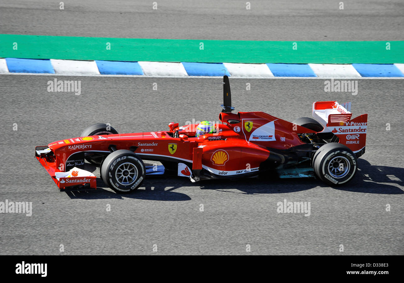 07.02.2013 Motorsport, Formel 1 Tests auf Circuito de Velocidad Rennstrecke in Jerez De La Frontera, Spanien---Felipe Massa (BRA), Ferrari F138 Stockfoto