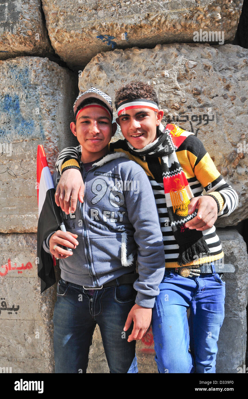 Jungen Revolutionäre Tahrir Square Kairo Ägypten Stockfoto