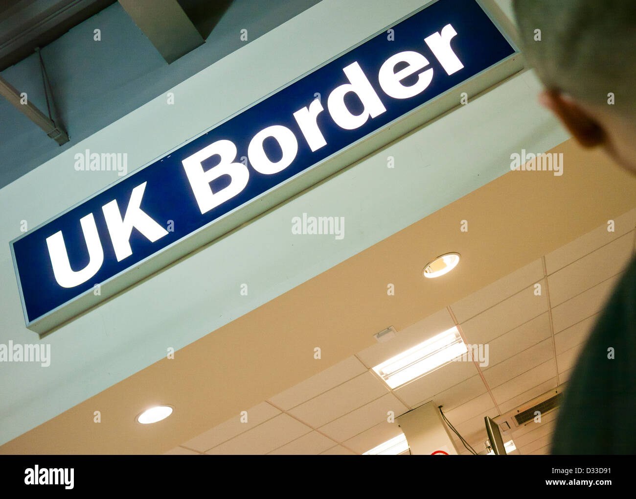 UK Border Agency Steuerzeichen an einem Flughafen in Großbritannien Stockfoto