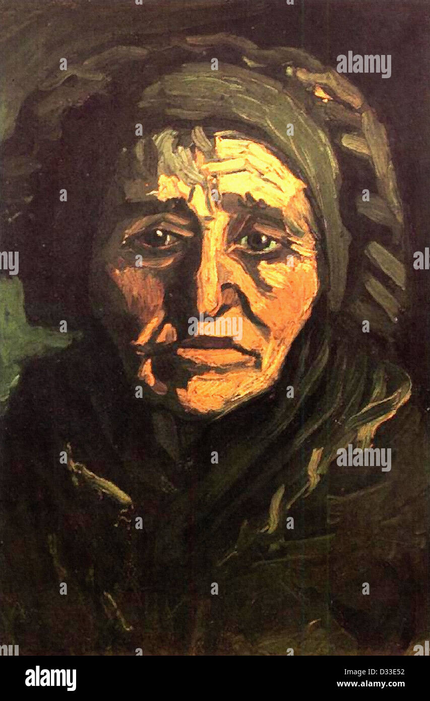 Vincent Van Gogh: Kopf einer ländlichen Frau mit grünlichen Spitzenhäubchen. 1885. Öl auf Leinwand. Rijksmuseum Kröller-Müller, Otterlo Stockfoto