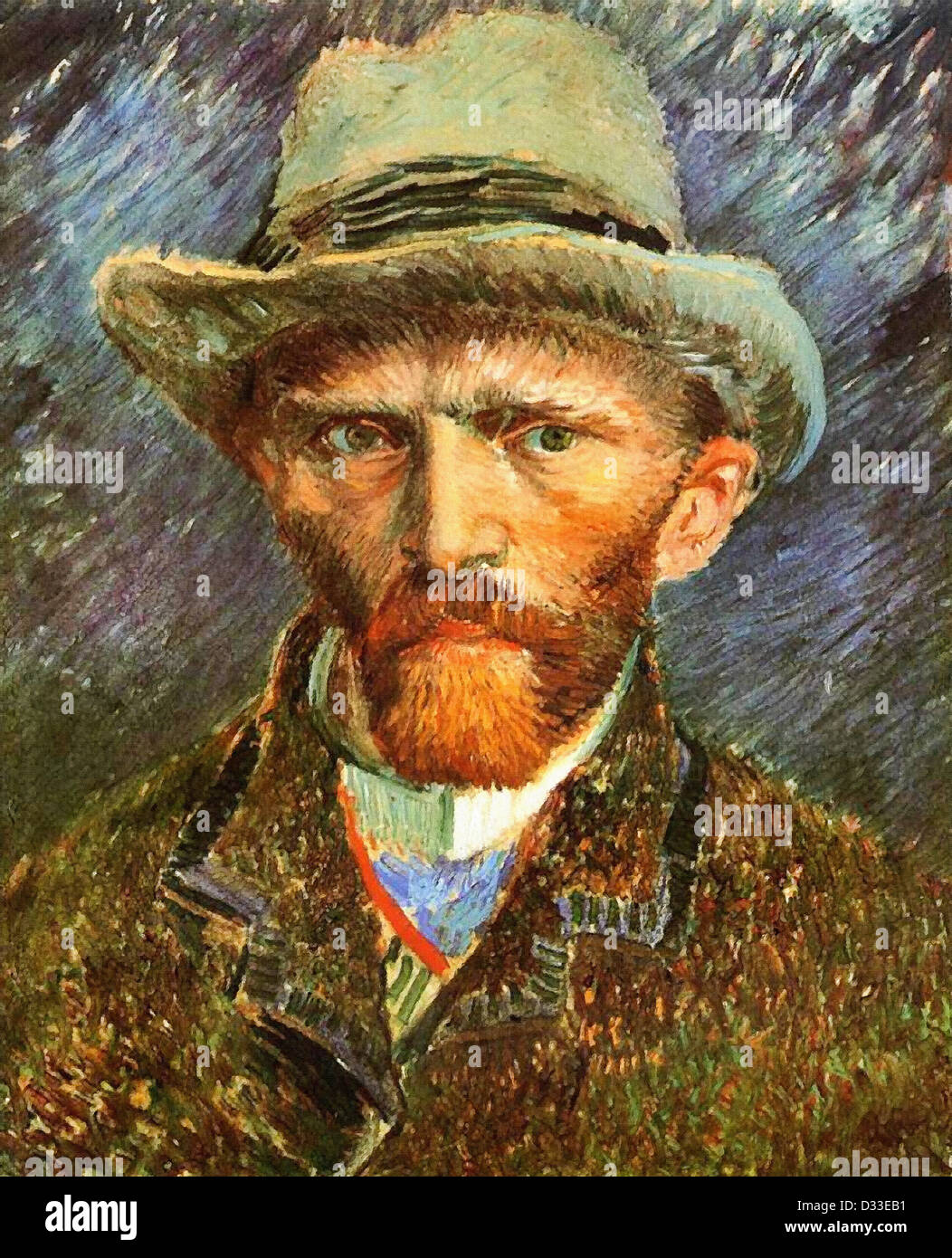Vincent Van Gogh: Self Portrait mit einem grau Filz Hut. 1887 Öl auf Leinwand. Stedelijk Museum, Amsterdam, Niederlande. Stockfoto