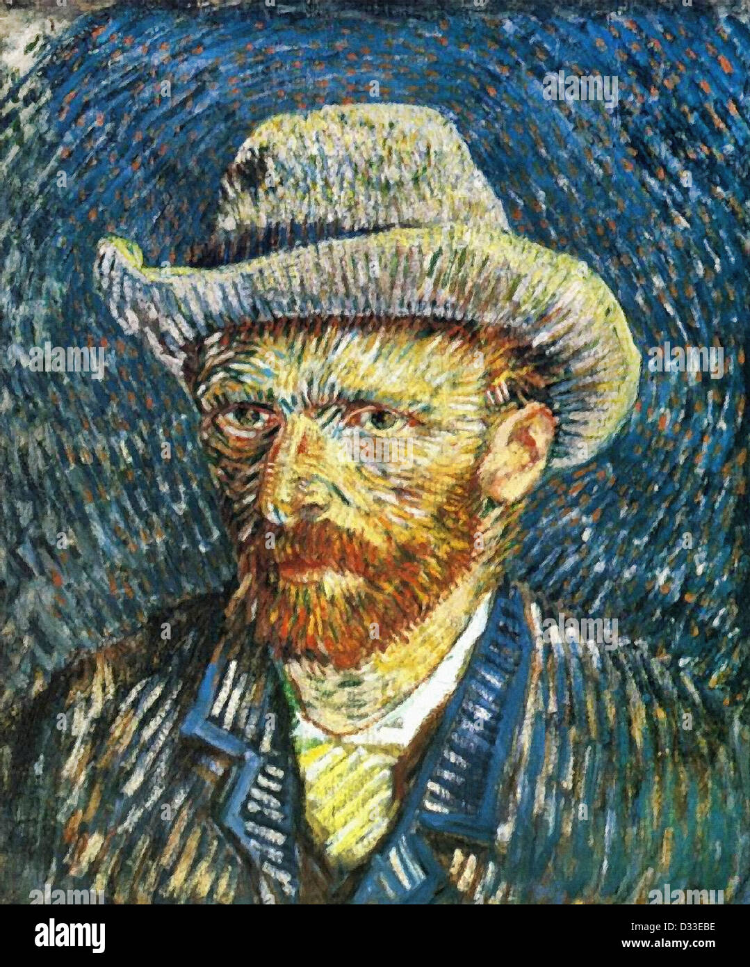 Vincent Van Gogh: Self Portrait mit Filz Hut. 1887 Öl auf Leinwand. Van Gogh Museum, Amsterdam, Niederlande. Post-Impressionismus. Stockfoto