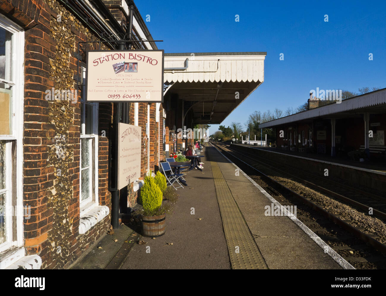 Der Bahnhof Bistro am Bahnhof in Wymondham, Norfolk, England. Stockfoto