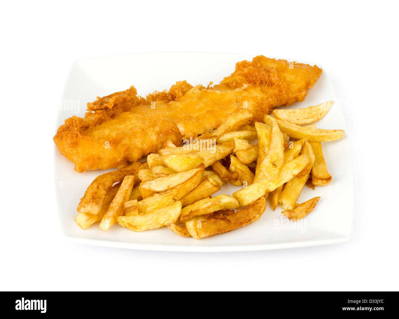 Teller mit traditionellen Take-away-Fish And chips Stockfoto