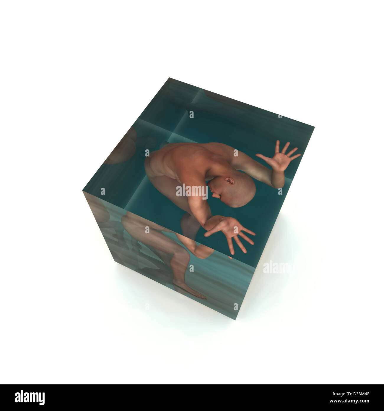 Free your Mind Award Mann im cube Stockfoto