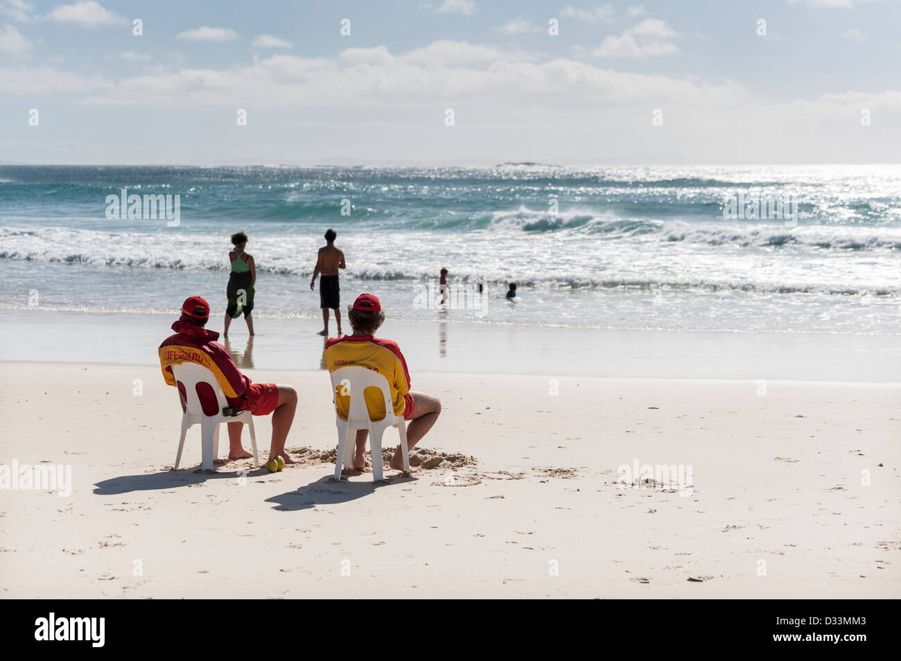 Rettungsschwimmer-Australien - am Zylinder Strand auf North Stradbroke Island in Queensland, Australien Stockfoto