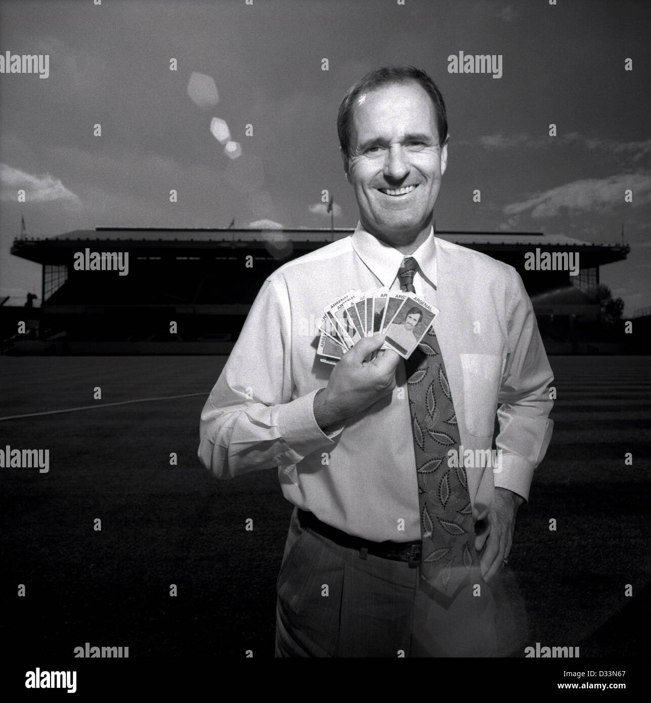 Porträt von schottischer Fußballspieler und Manager George Graham im alten Arsenal Stadium in Highbury, London, UK Stockfoto