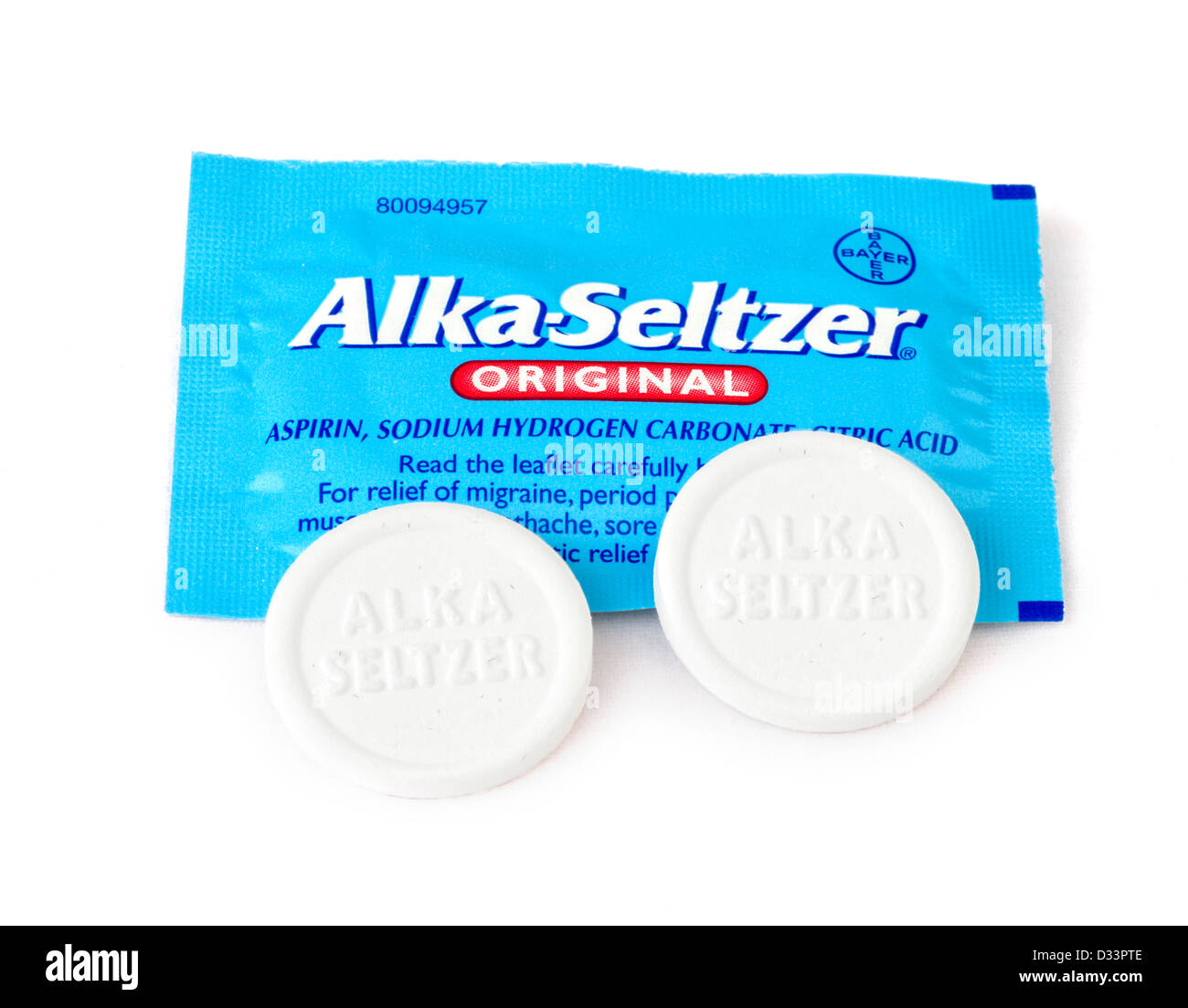 Alka-Seltzer Tabletten Stockfoto