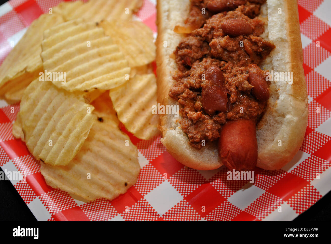 Picknick-Chili-Hund Stockfoto