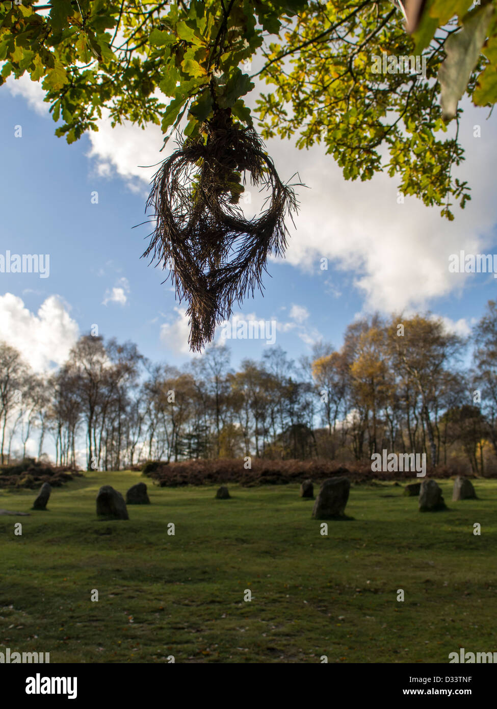 Steinkreis Stanton Moor fordert neun Damen in der Derbyshire Peak District aus der Bronzezeit Stockfoto