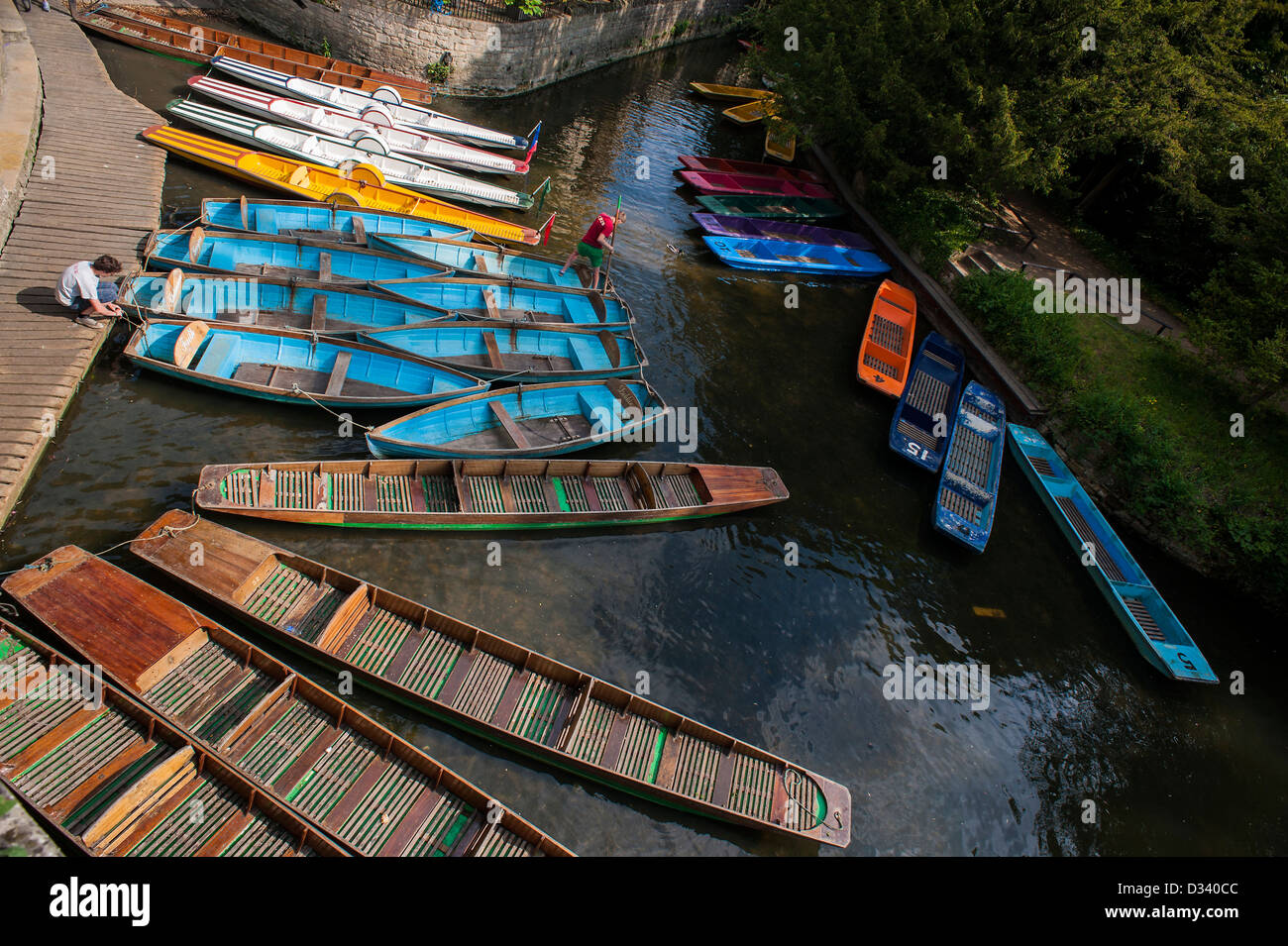 Kähne zu vermieten am Fluss Cherwell, Oxford, UK 29. Mai 2012. Stockfoto