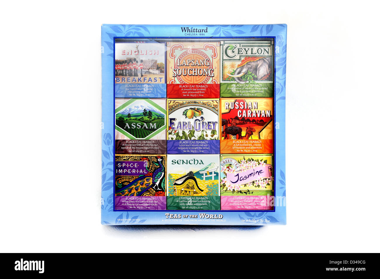 Whittards A-Auswahl an Tees aus aller Welt Stockfoto