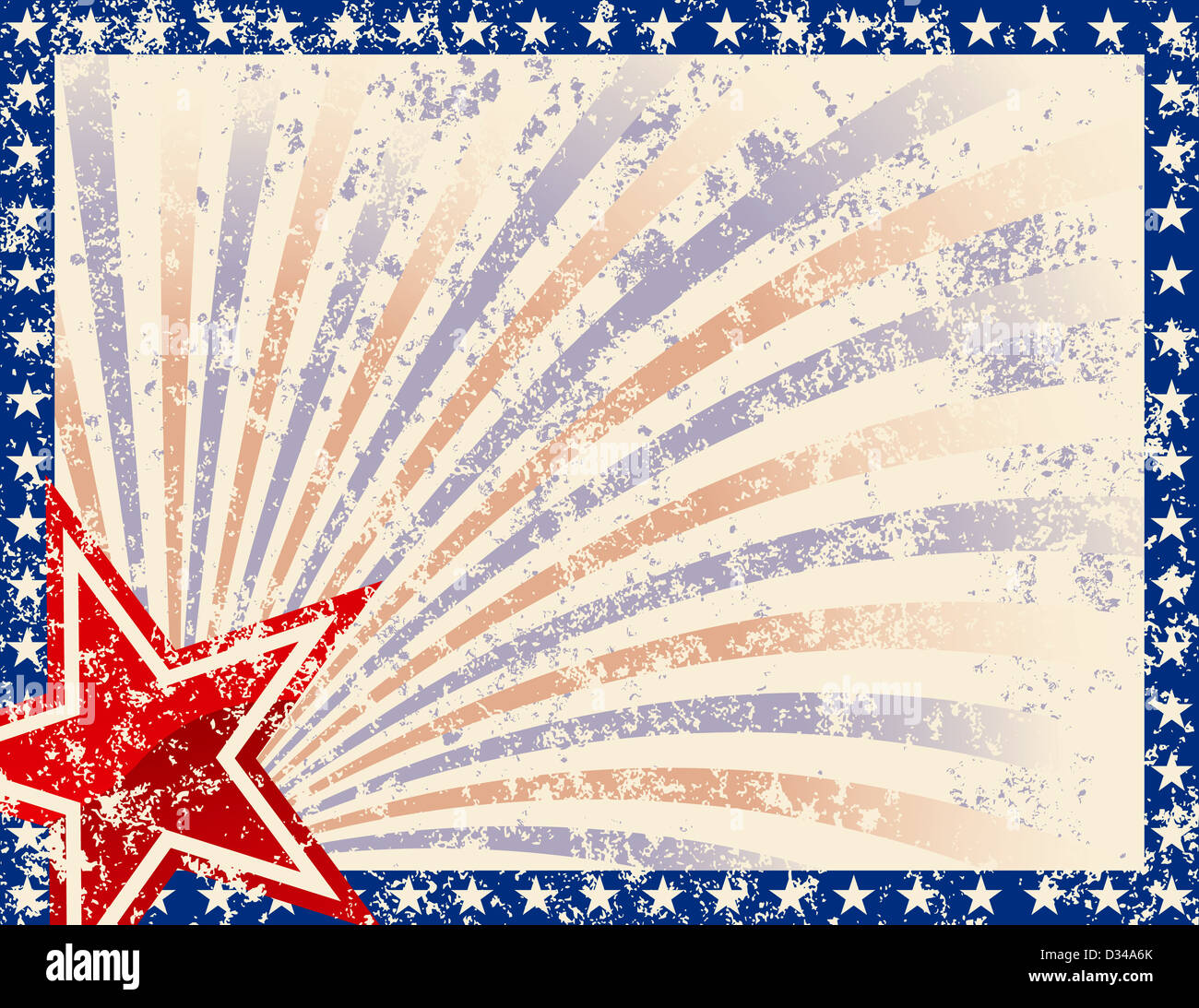 Patriotische Rahmen mit Sternen und Grunge Stockfoto