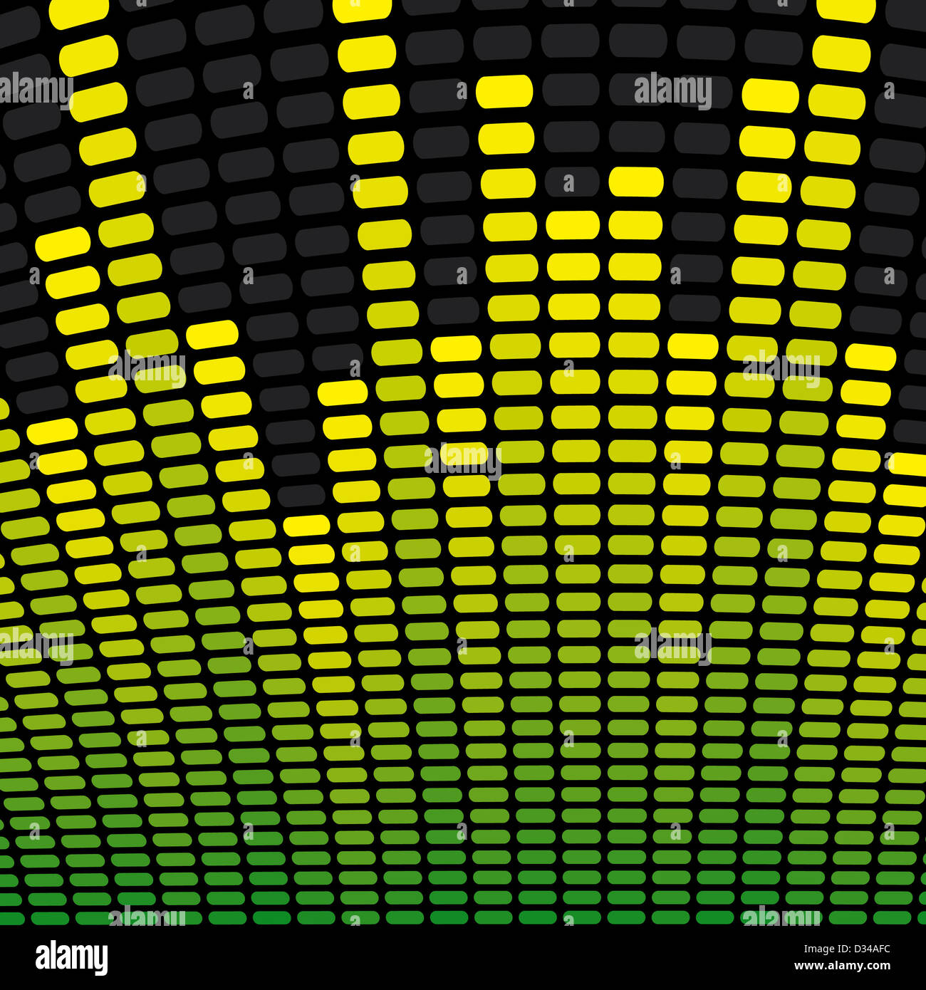 Grüne und gelbe Equalizer Hintergrundmusik Stockfoto