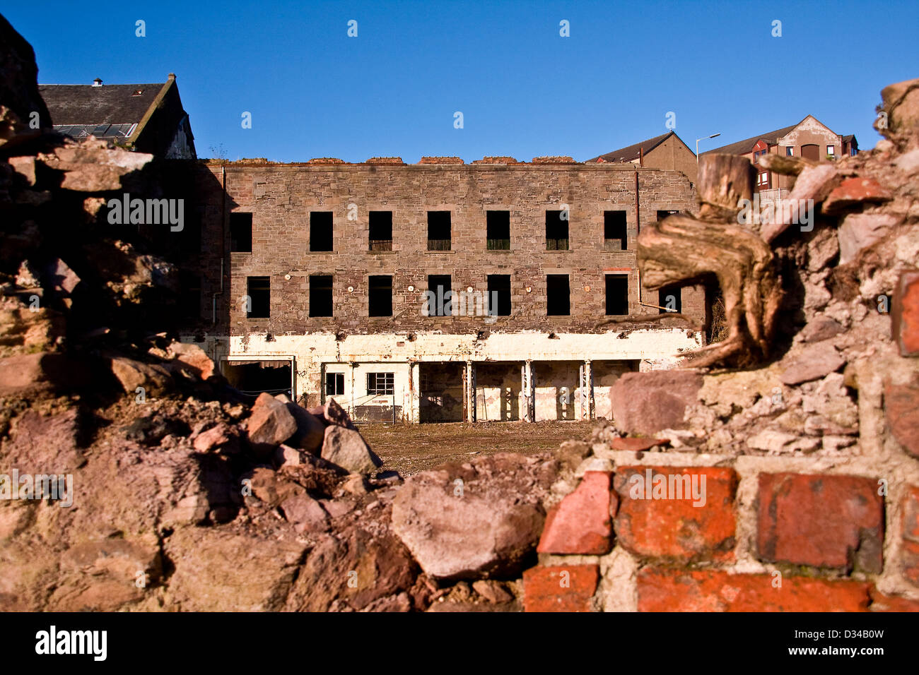 Der verlassenen William Halley & Sons Ltd Jute Mühle wurde 1836 erbaut und ist heute ein Listed Building in Dundee, Großbritannien Stockfoto