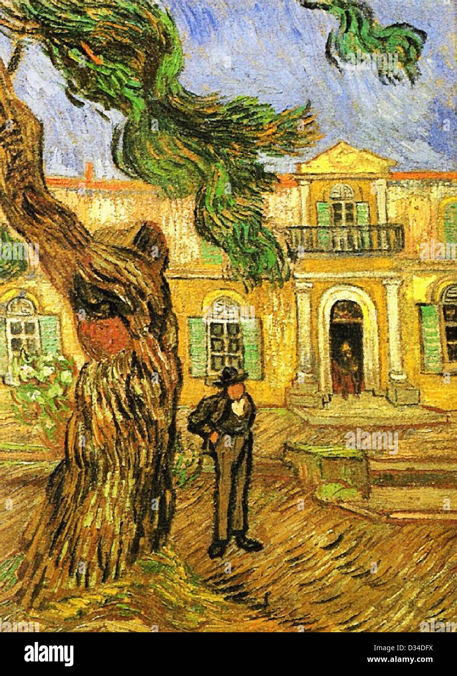 Vincent Van Gogh, Pinien mit Figur im Garten von Saint-Paul-Hospital. 1889. Post-Impressionismus. Öl auf Leinwand. Stockfoto