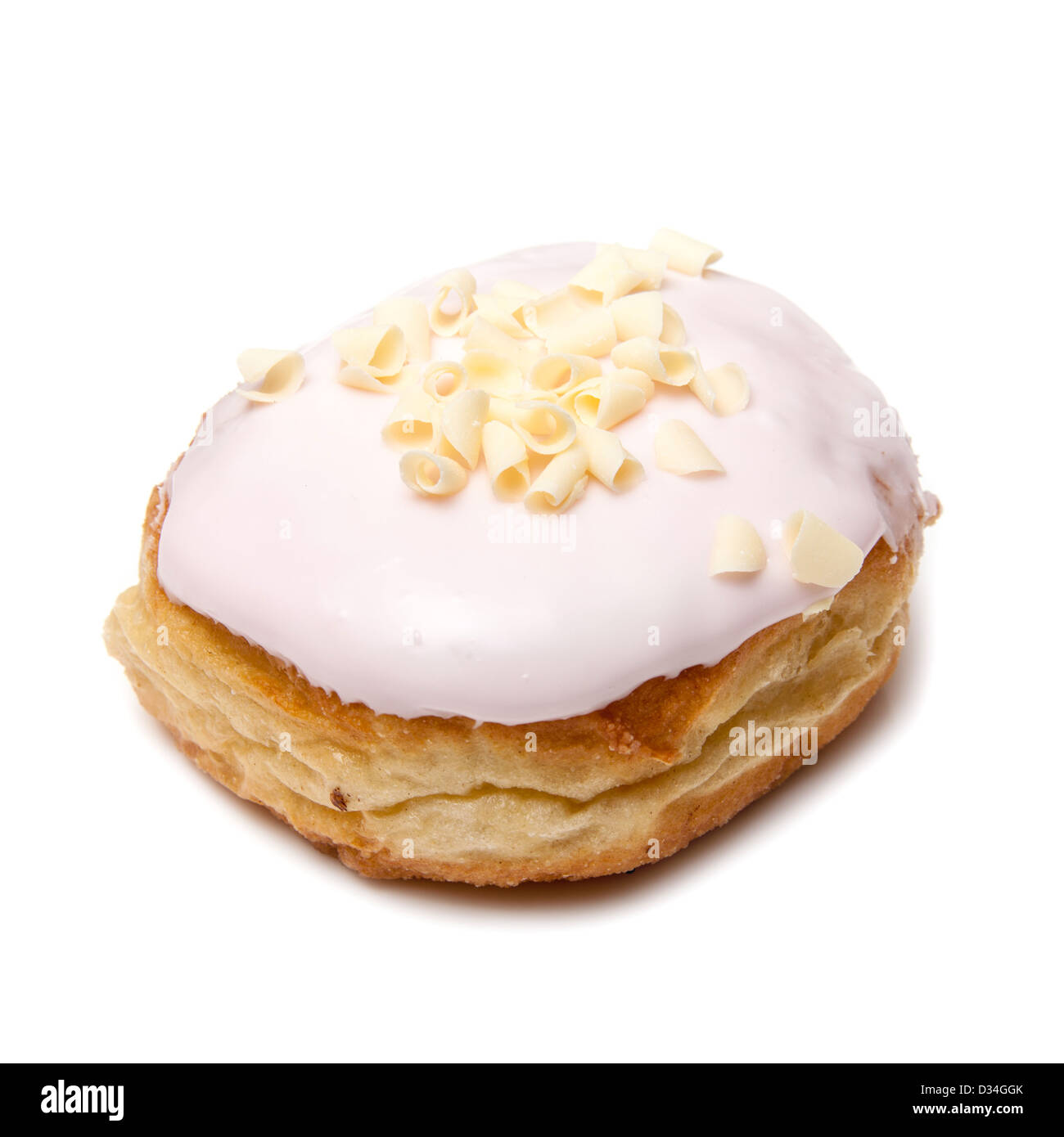 Geeiste Donut isoliert auf einem weißen Studio-Hintergrund. Stockfoto