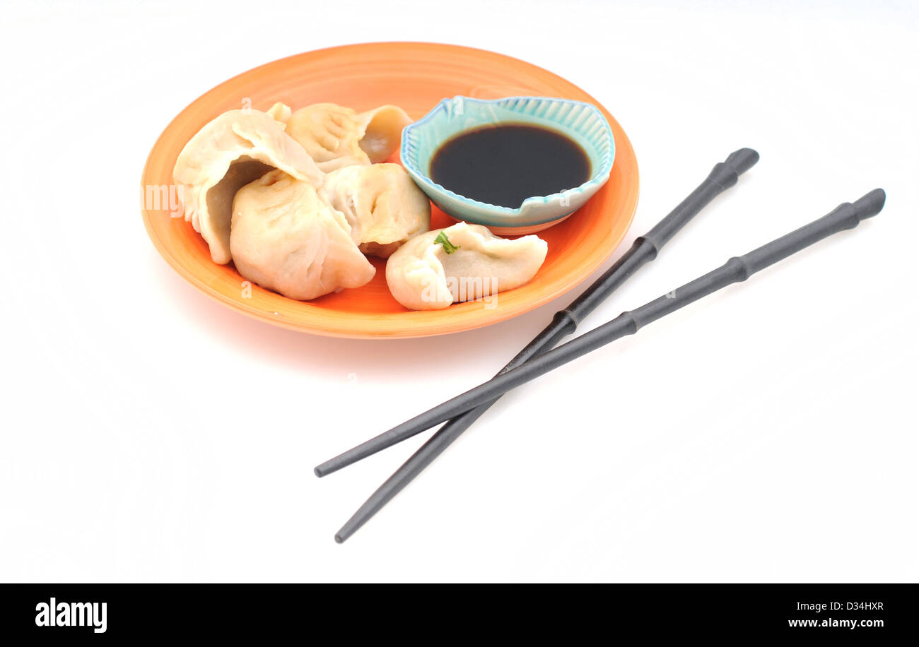 Gebratene oder gedünstete chinesisches Essen Knödel Stockfoto