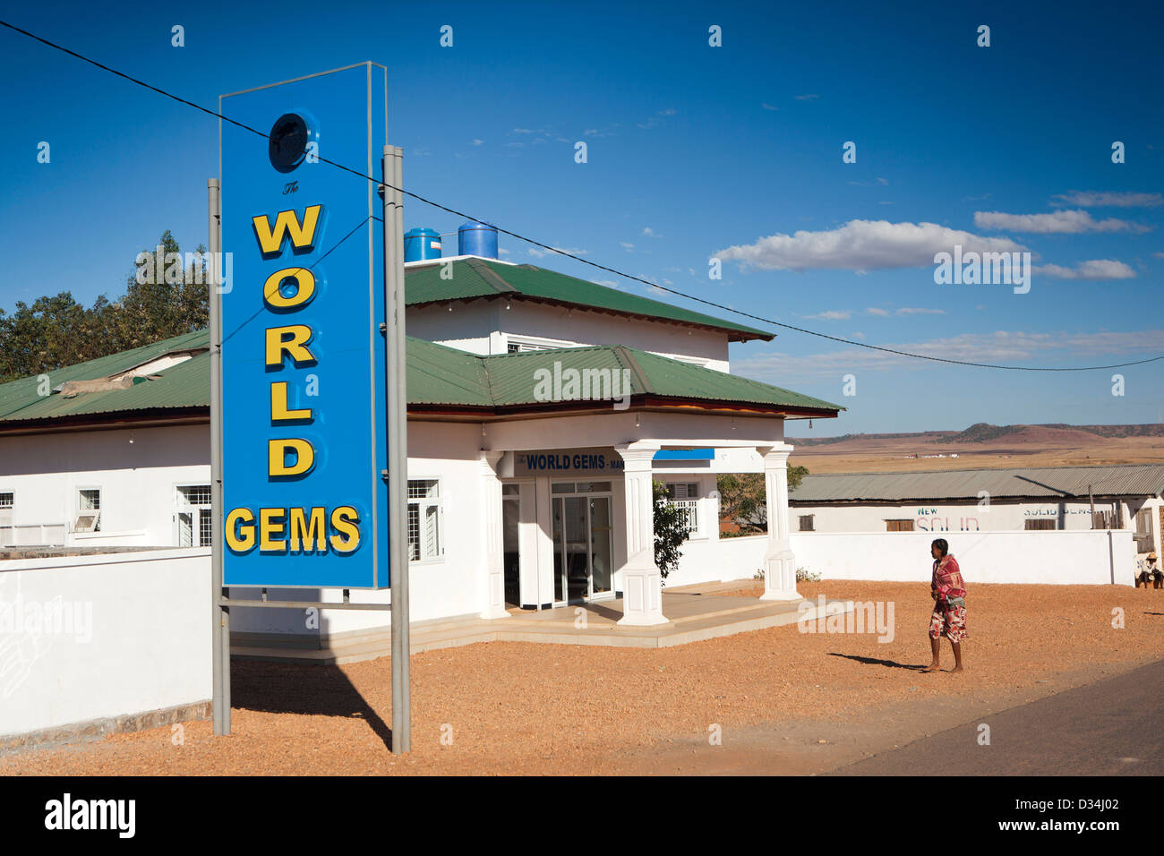 Madagaskar, Ilakaka, Tongasoa Saphir Bergbau Dorf Welt Edelsteine shop Stockfoto