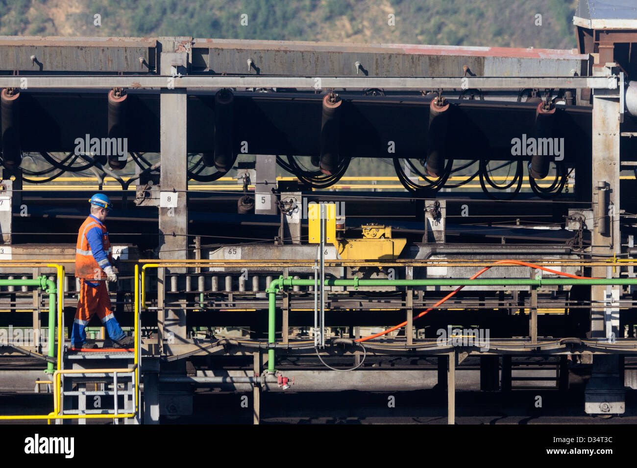 Arbeiter in Garzweiler Tagebau-mine in Deutschland Stockfoto