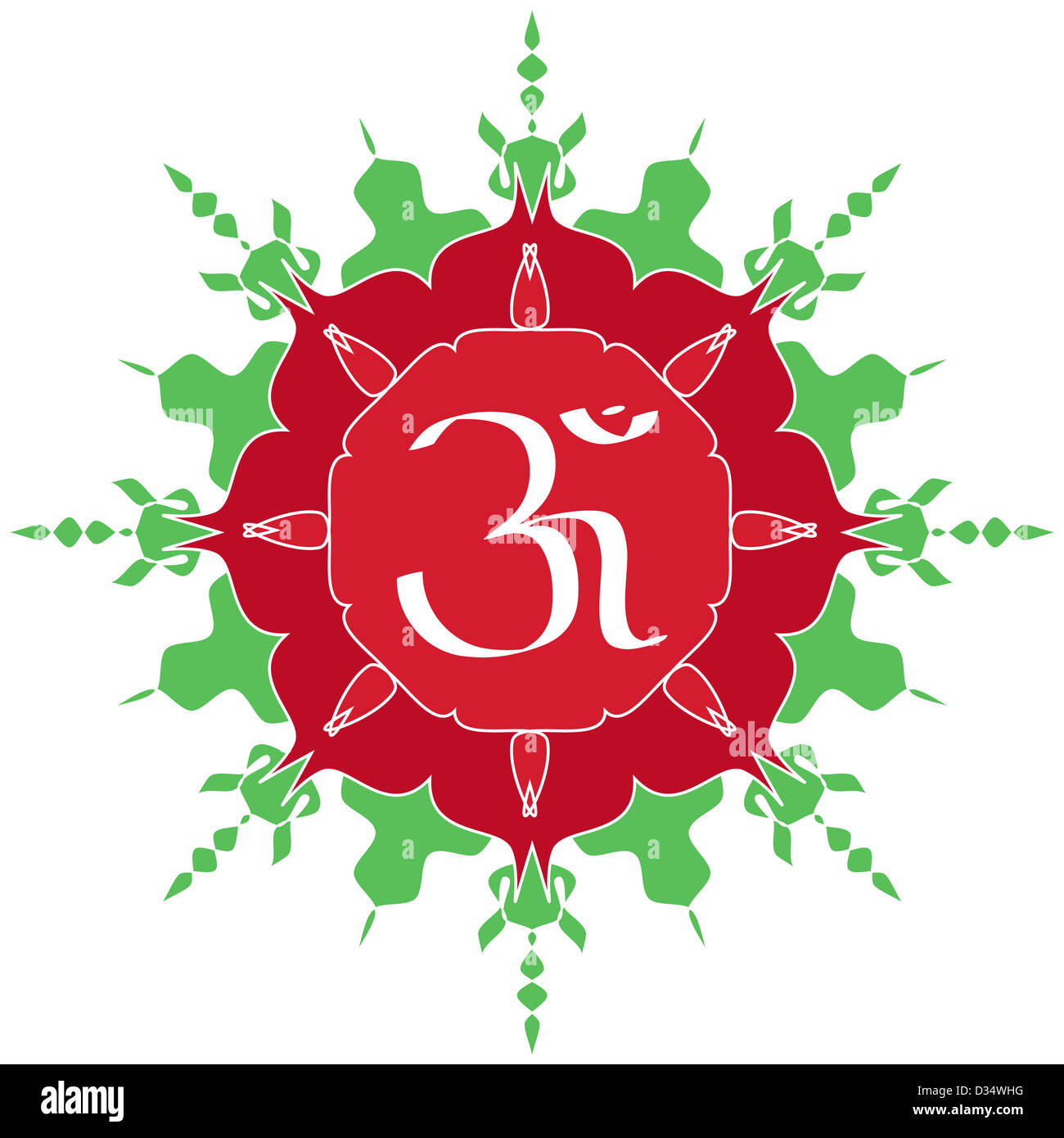 Göttliches OM Symbol auf künstlerische Flowers Stockfoto