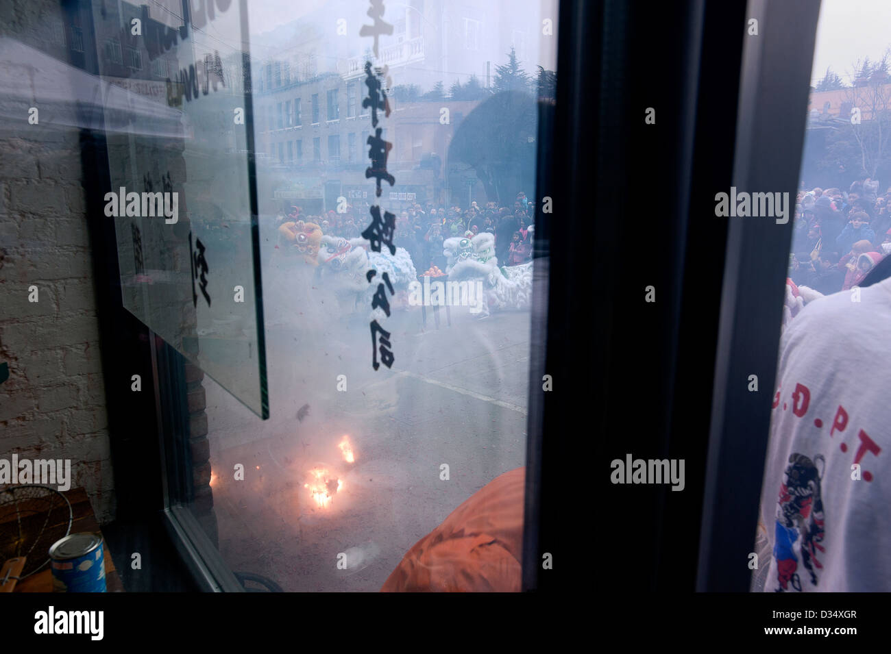Feuerwerk am chinesischen Neujahrsfest. Stockfoto