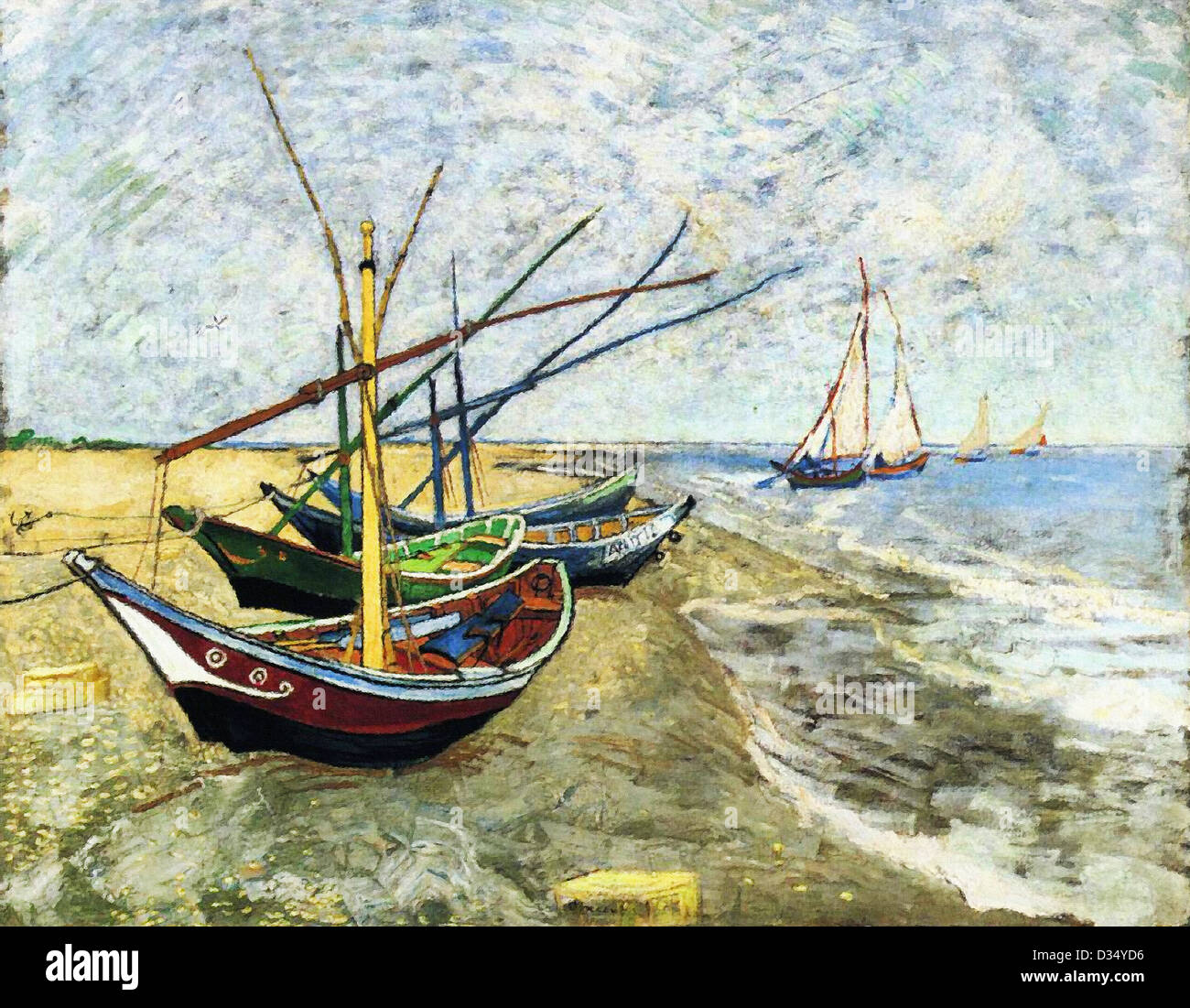 Vincent Van Gogh Fischerboote am Strand bei Les Saintes-Maries-de-la-mi. 1888. Post-Impressionismus. Öl auf Leinwand. Van Gogh Stockfoto