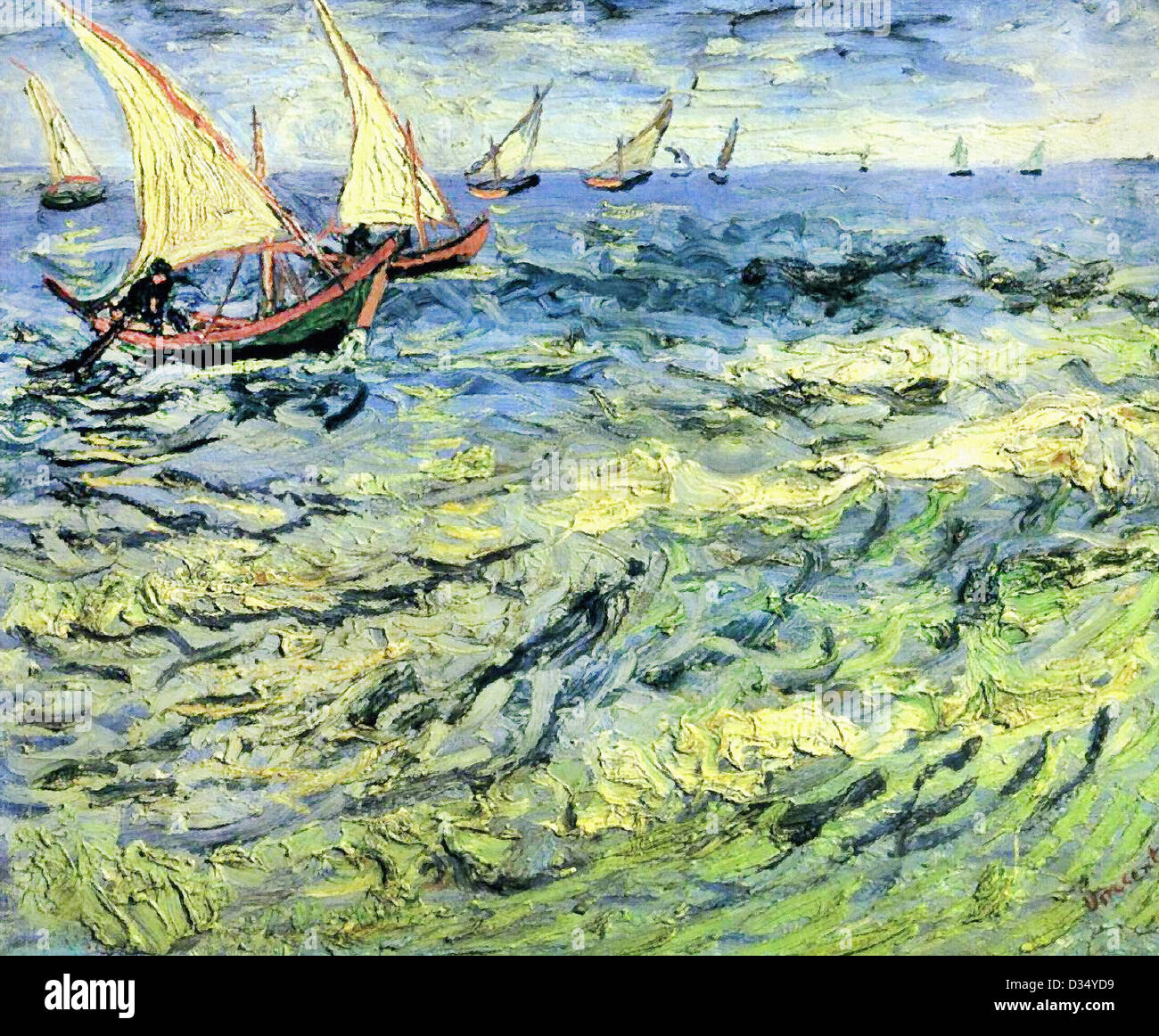 Vincent Van Gogh, Angelboote/Fischerboote auf dem Meer. 1888. Post-Impressionismus. Öl auf Leinwand. Puschkin-Museum der schönen Künste, Moskau, Russland. Stockfoto