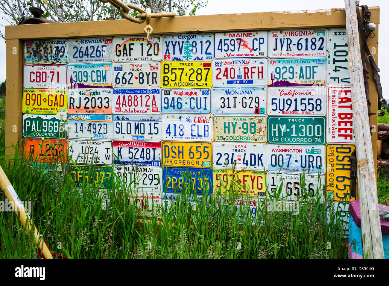 Anzeige von Status-Auto-Kfz-Kennzeichen, Homer, Alaska, USA Stockfoto