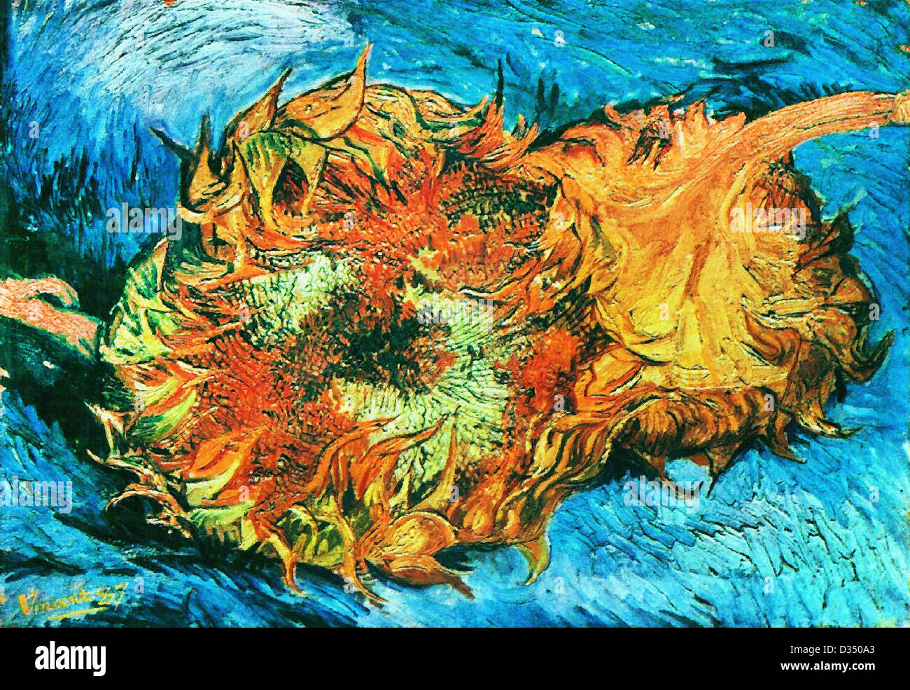 Vincent Van Gogh, Stillleben mit zwei Sonnenblumen. 1887. Post-Impressionismus. Öl auf Leinwand. Metropolitan Museum of Art, New York Stockfoto