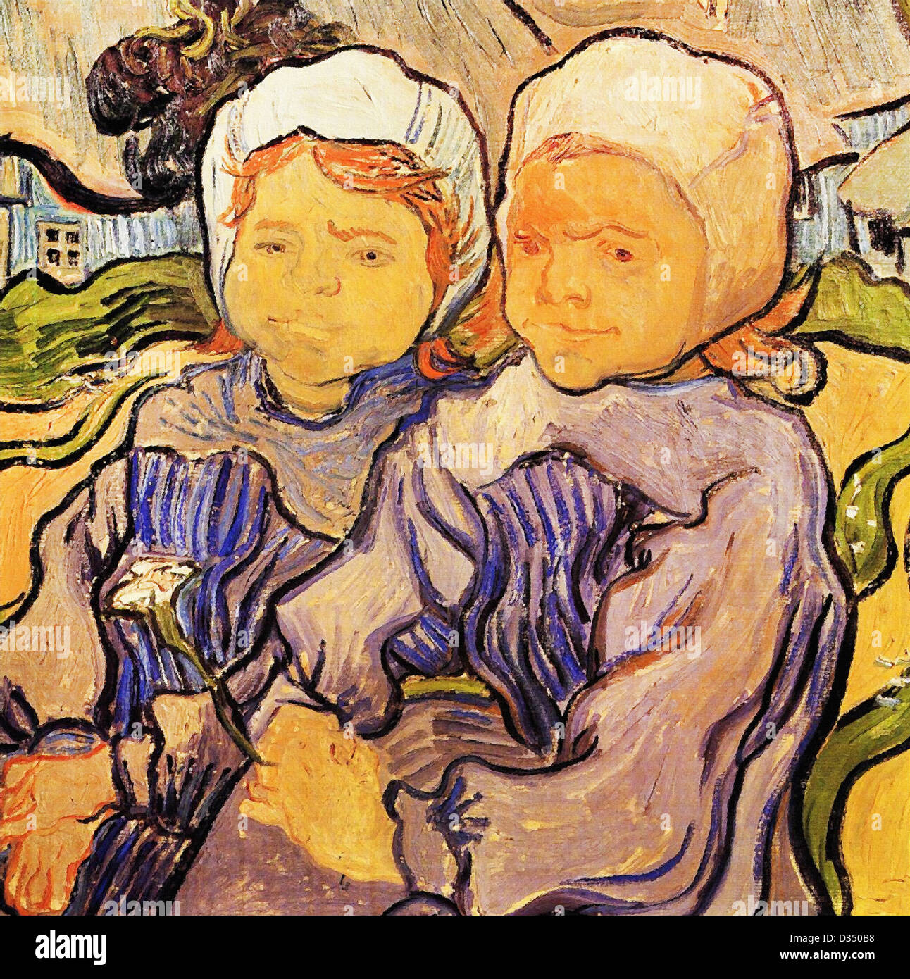 Vincent Van Gogh, zwei Kinder. 1890. Cloisonnism. Öl auf Leinwand. Ort des Musée d ' Orsay, Paris, Frankreich. Stockfoto
