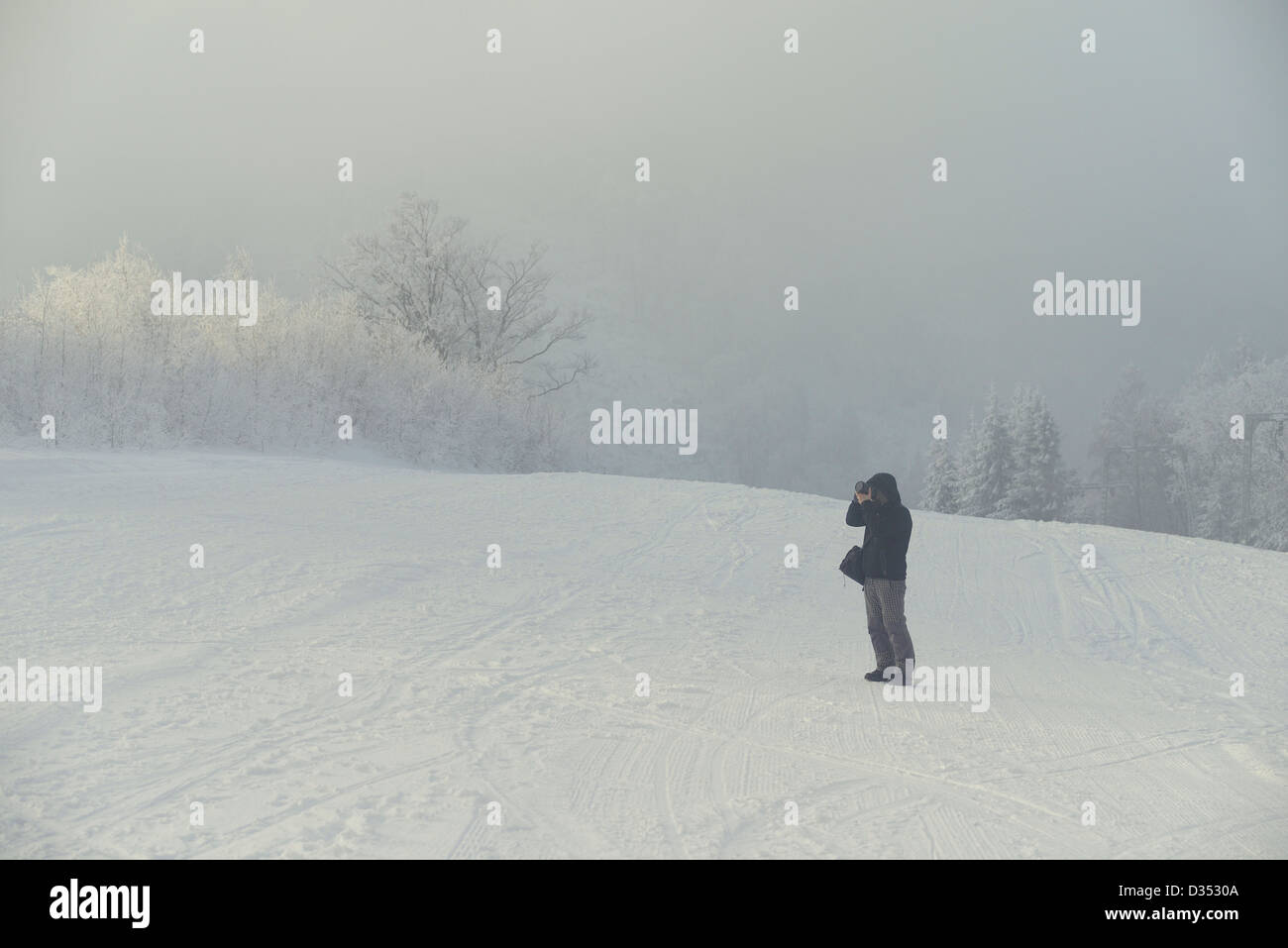 Winter-Landschaftsfotograf Stockfoto