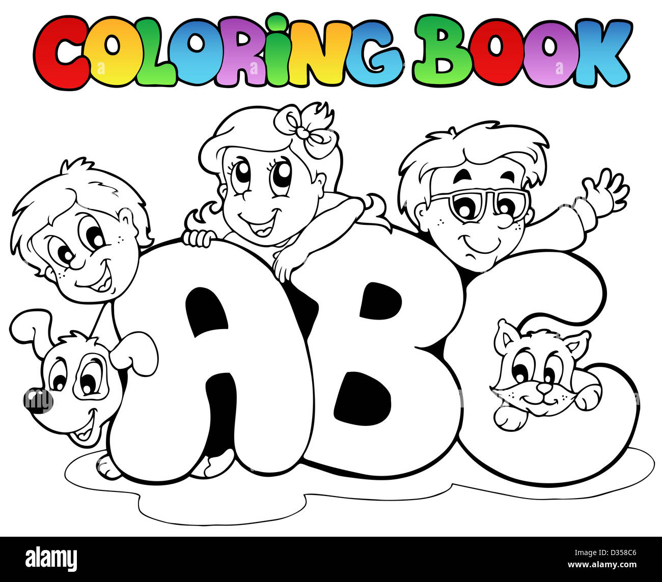 Coloring Book Schule ABC Buchstaben   thematische Darstellung ...