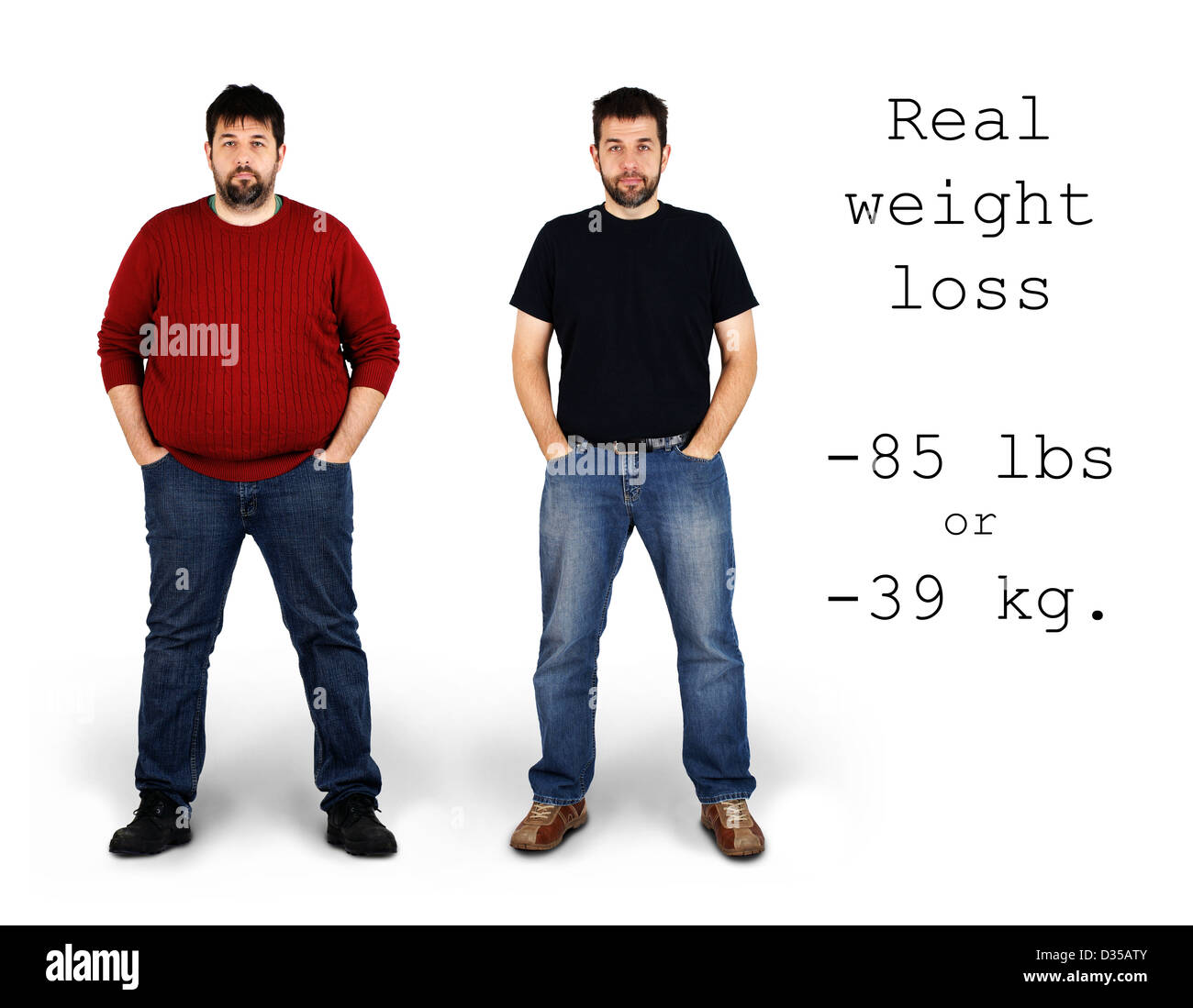 Richtiger Mann Gewichtsverlust Stockfoto