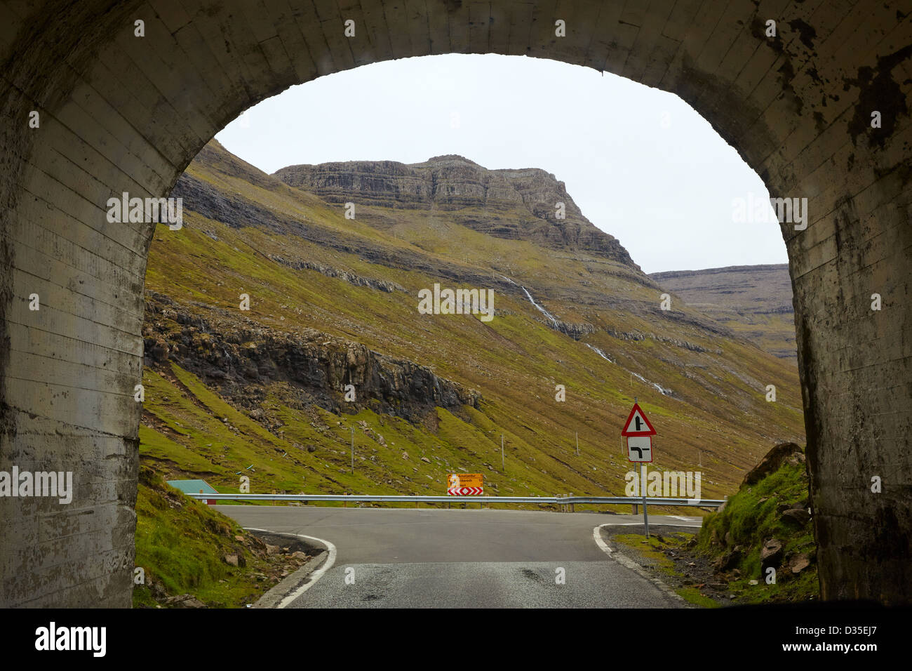 Straßentunnel, Anir Dorf, Bordoy Island, Färöer Inseln Stockfoto