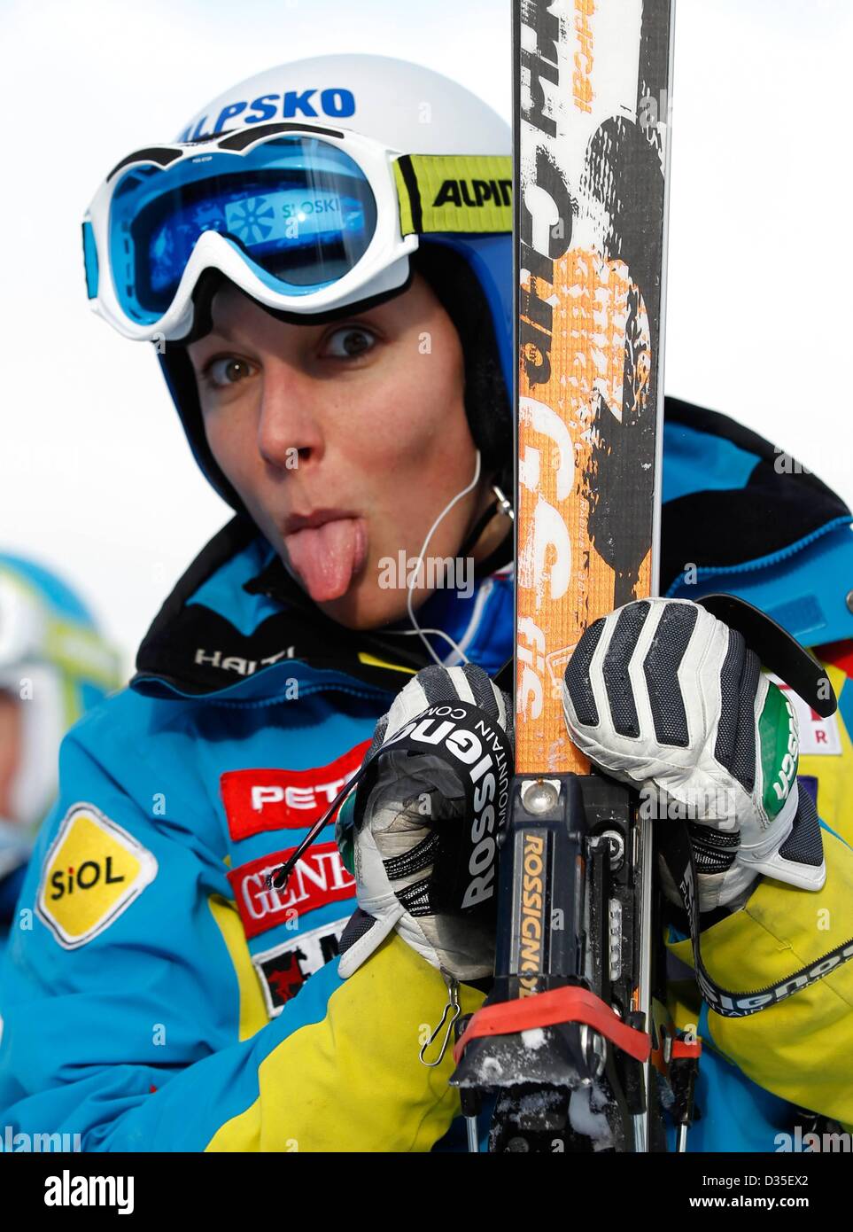 10.02.2013, Schladming, Österreich. FIS Alpine Ski World Championships 2013 Downhill für Frauen zeigt Bild Ilka SLO Stockfoto