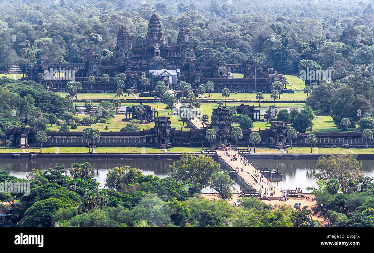 Luftaufnahme von Angkor Wat, der größte Hindu-Tempel Komplex in der Welt Stockfoto