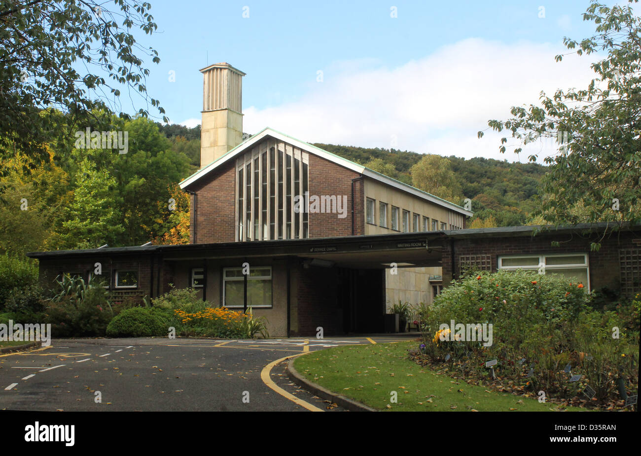 Modernes Krematorium Gebäude im Friedhof, Scarborough, England. Stockfoto