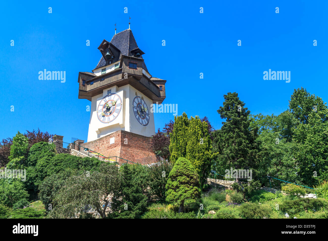 Berühmte Clock Tower (Uhrturm) in Graz, Steiermark, Österreich Stockfoto